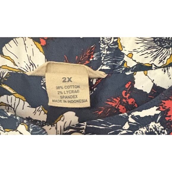 Duluth Trading Wrinkle Fighter Tunic Top Floral Blouse with Pockets Size 2X - Picture 3 of 4